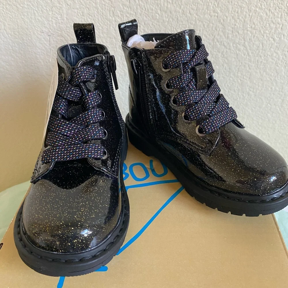 NWT Black Little Reese Glittery Girls Boots size 7